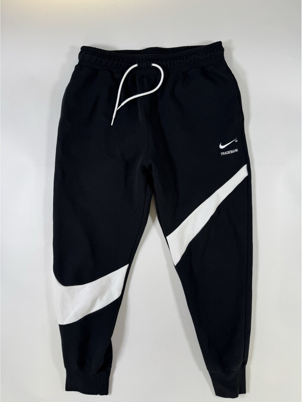 Nike Sportswear Swoosh Trademark Jogger Pants Mens M Black White Big Logo